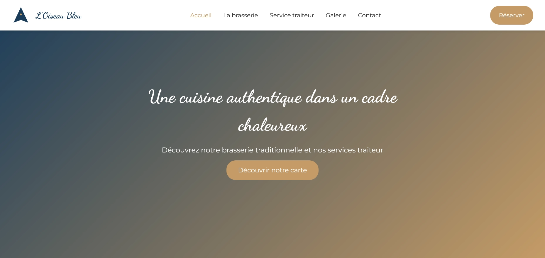 Aperçu du site web réalisé pour la Brasserie L'Oiseau Bleu