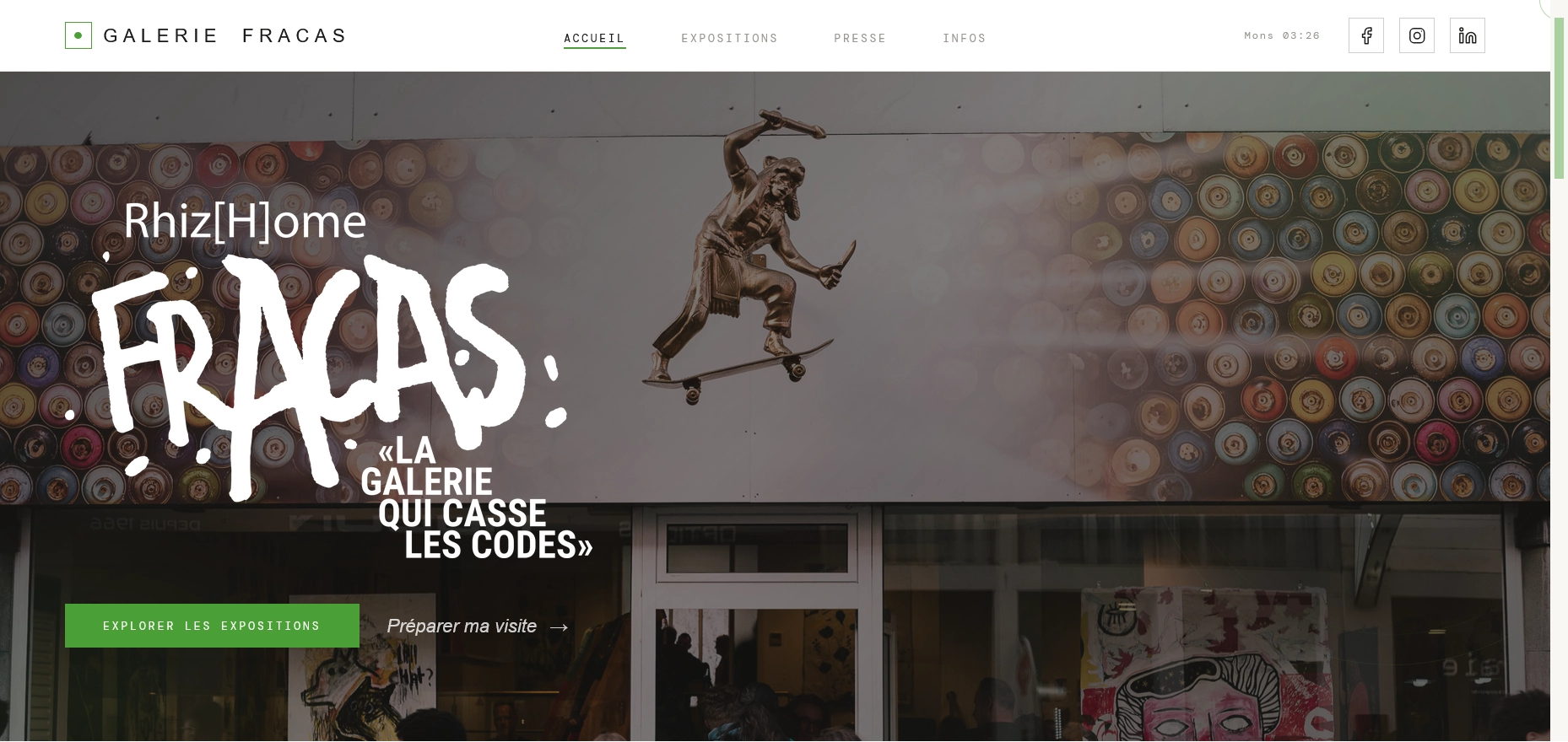 Aperçu du site web réalisé pour la Galerie Fracas à Mons